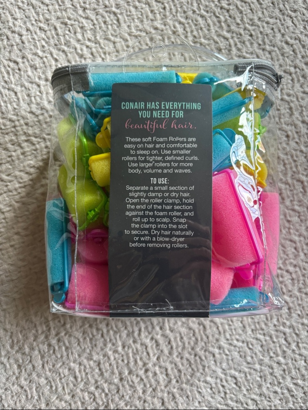 Conair 48pc Foam Curlers - Pink, Lime, Yellow - Picture 3 of 4